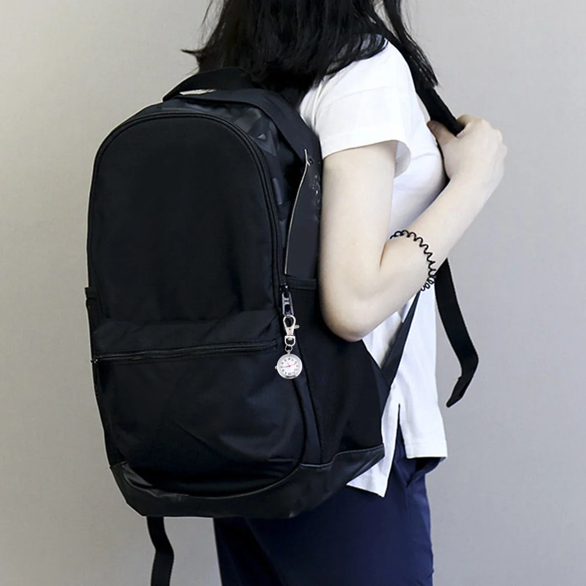 ساعة بقرص كبير أرقام مضيئة سهلة القراءة حفظ الوقت للرجال كيرينغ ساعة جيب المرأة المفاتيح ساعة كوارتز