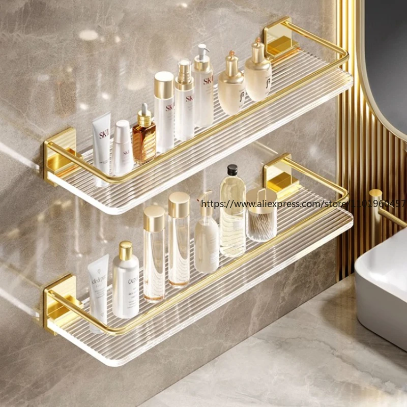 Bathroom Shelf Toilet Light Luxury Wash Desk Acrylic Gold Toilet Toilet Towel Storage No Punching