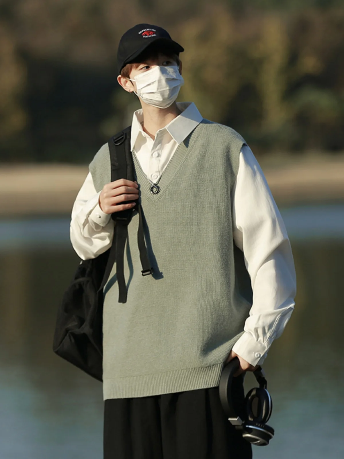 

Мужской повседневный свободный вязаный свитер в стиле колледж с пэчворком, длинными рукавами, теплый, модный, для осени и весны