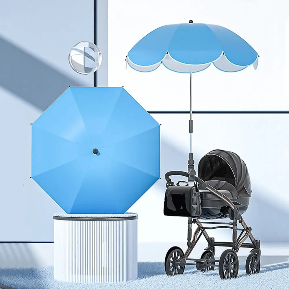 360° Baby Stroller Folding Umbrella Adjustable Sunshade Baby Pram Parasol UV Sun Rain Protection Outdoor Pushchair Canopy