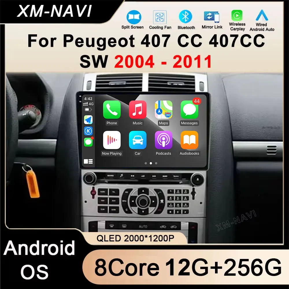 Carplay Android OS For Peugeot 407 CC 407CC SW 2004-2011 Car Radio Multimedia Video Player Autoradio Navigation Stereo Head Unit