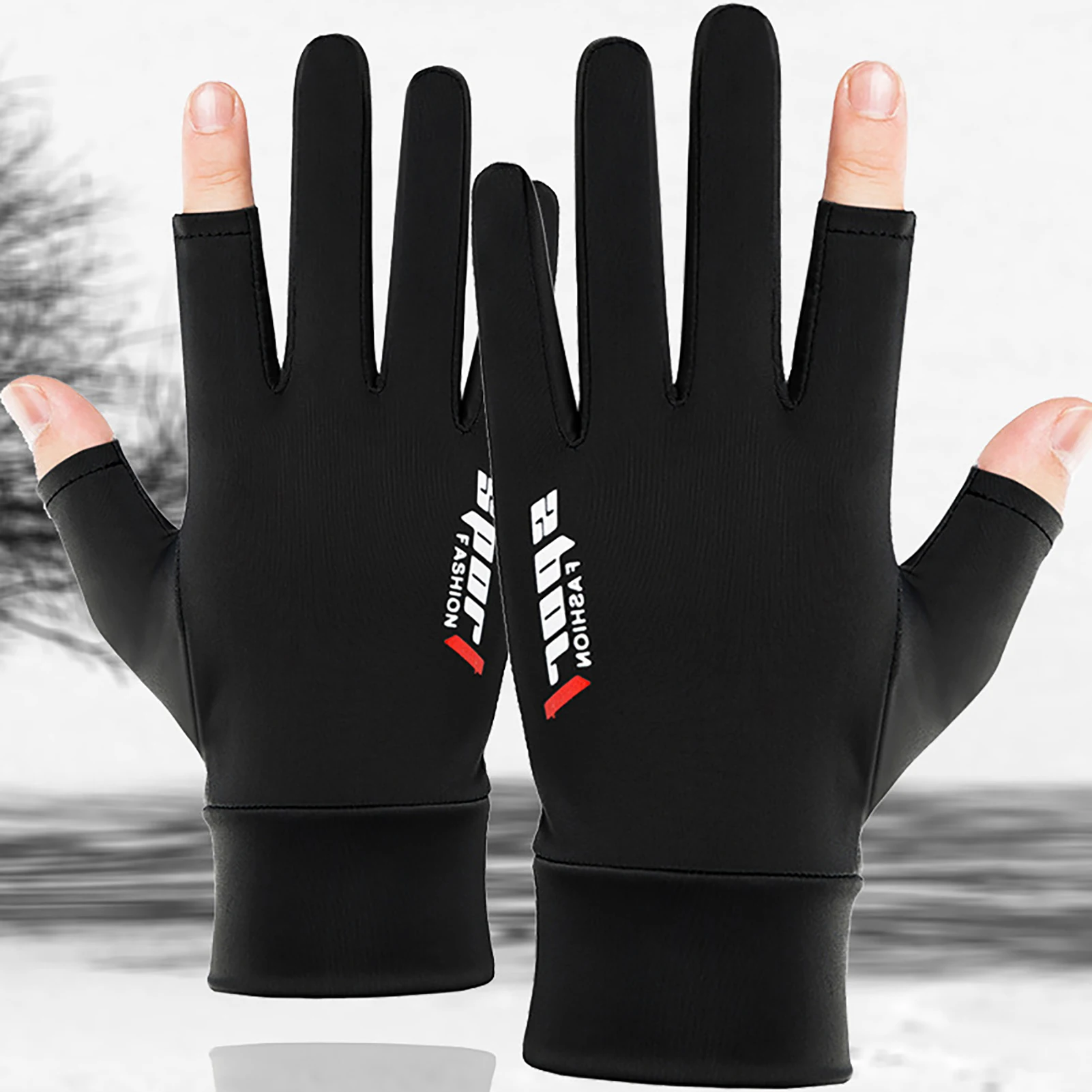 1 Pair Anti-Slip Fishing Gloves Outdoor Sports Breathable Sunscreen Antiskid Cycling Gloves Open/Half Fingers Touchscreen Glove