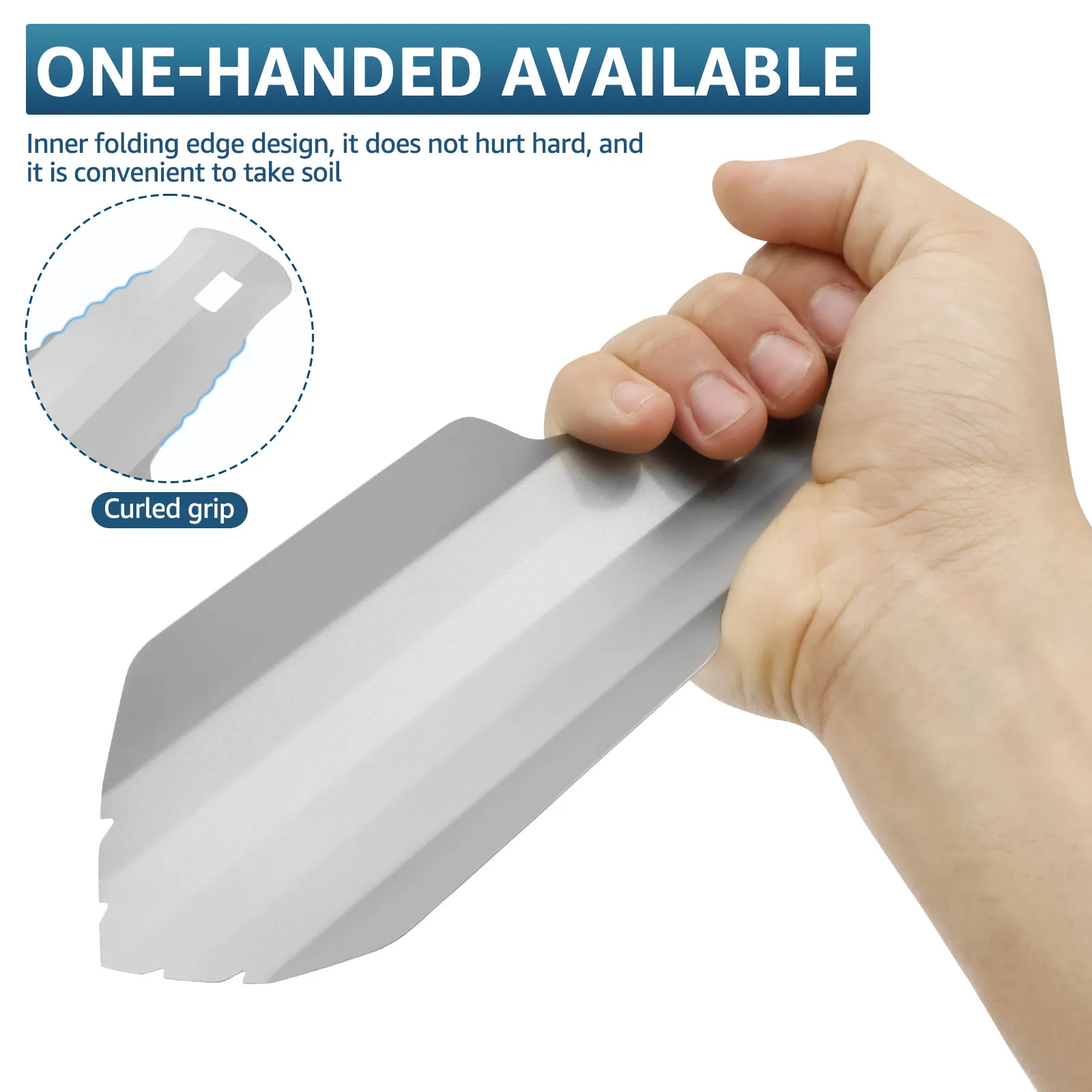 Pala da giardino in acciaio al titanio Pala da scavo versatile resistente alla corrosione con bordo curvo per escursioni in spiaggia da campeggio all'aperto