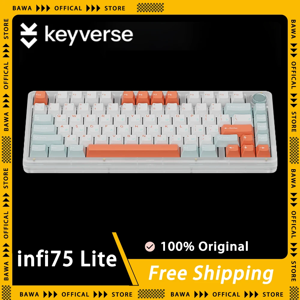 keyverse infi75 lite teclado para jogos tri modo botao multifuncional teclado mecanico sem fio 81 teclas junta personalizada presentes para pc 01