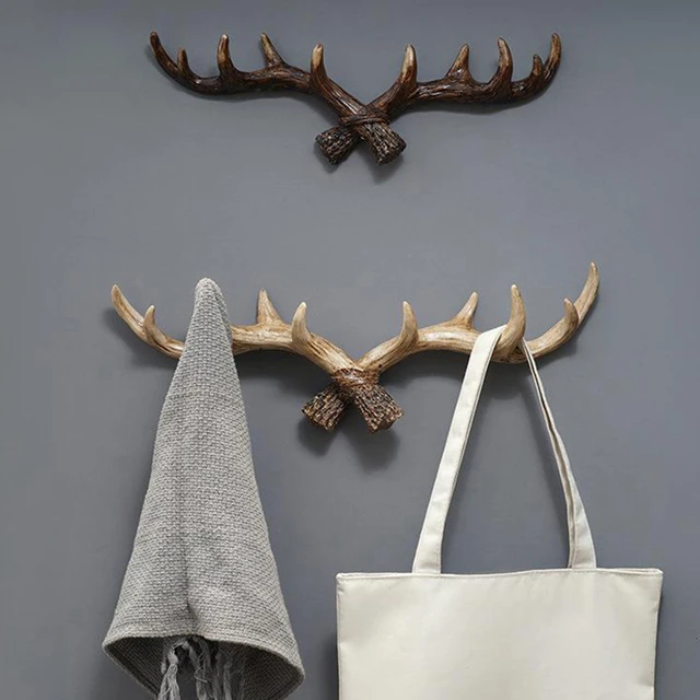Horse Antlers resin Antler Hook Nordic Vintage Wall Mount For Coats Hats