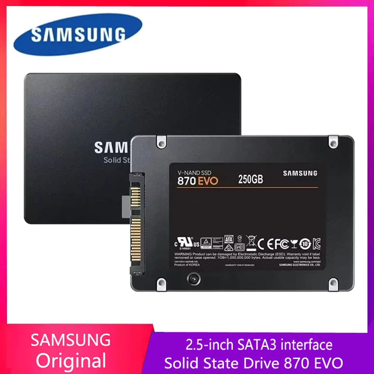 SAMSUNG 2,5 ''SATAIII 870 EVO 4TB 2TB 1TB 250GB 500GB unidad interna de estado sólido para ordenador portátil microordenador de escritorio PS4 PS5