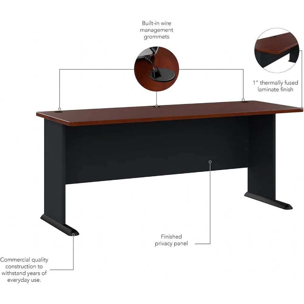 72 Inch Bureau-Serie Een Directiebureau Met Draadbeheer En Bescheidenheid Paneel Eigentijdse Lange Bureaus Voor Thuiskantoor