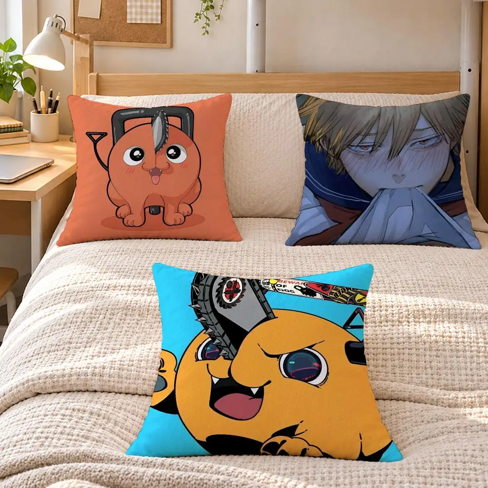 Anime Chainsaw P-Pochita Cushion Cover Soft Short Plush Sofa Bedroom Den Car Dorm Decor Gifts