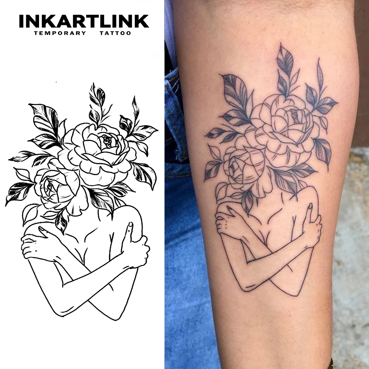 Temporäres Tattoo für Blumenmädchen, hält bis 15 Tage, neue Technologie, magischer, wasserfester, semipermanenter Aufkleber.