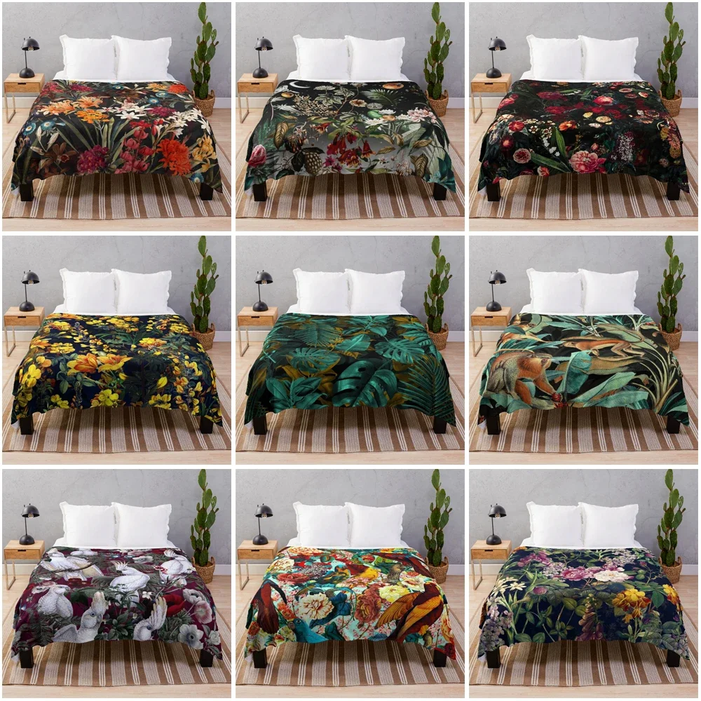 Cover Blankets Sofa Throw Blanket Coraline Fleece Blanket Cooling Blanket Custom Decorative Bed Blankets Plaid Flower Bird Plant