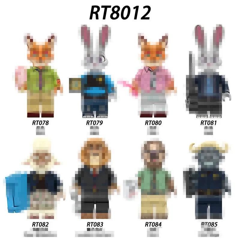 مجسمات مكعبات البناء RT8012، نيك، جودي، داون بيلويذر، ليودور ليونهارت، فلاش، شيف بوجو، كارتون تحصيل GIF