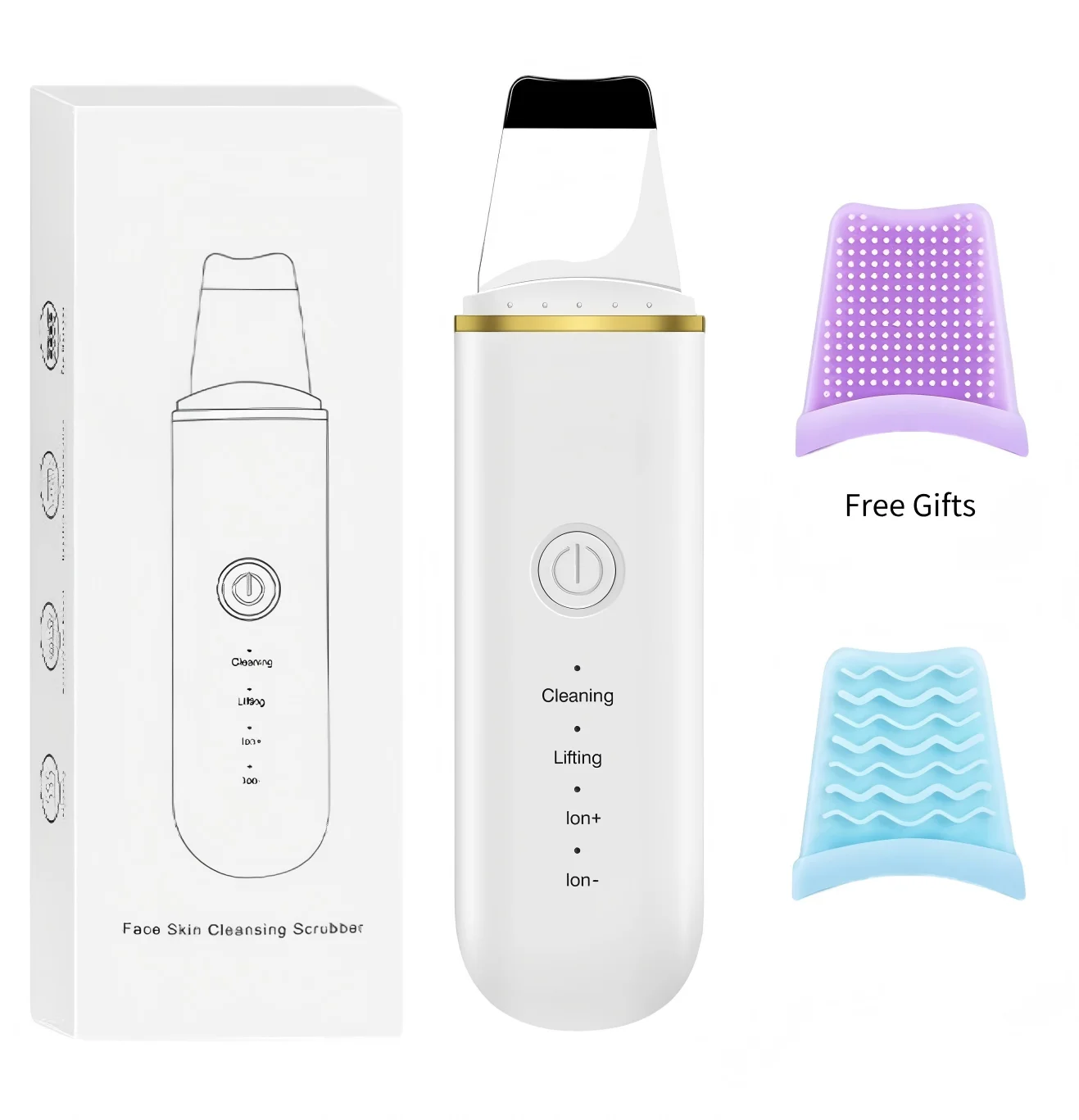 Esfoliador Facial Ultrassônico, Limpador de Pele, Dispositivo de Beleza com 4 Modos para Cuidados com a Pele e Limpeza de Poros