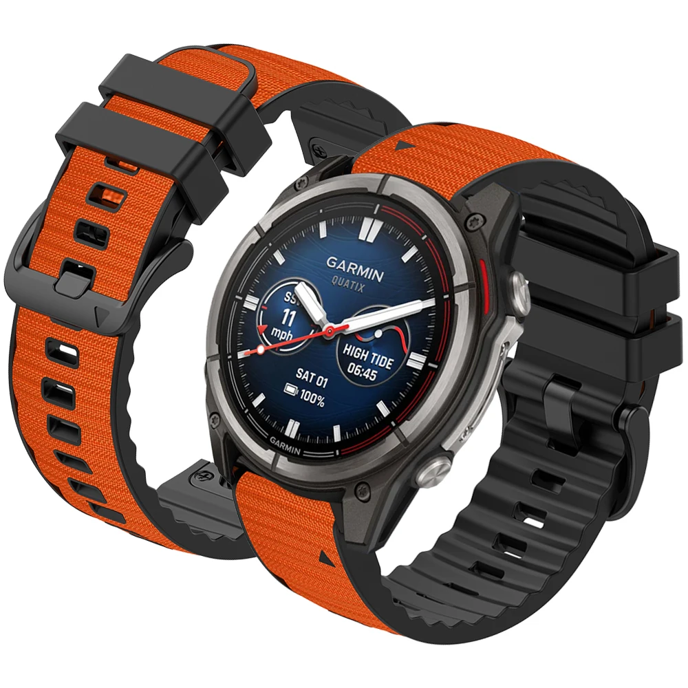 26mm/22mm Nylon-Silikon-Armband für Garmin Quatix 8 47mm 51mm/Tactix DELTA/D2 Mach 2/Enduro 3/Fenix8 Pro 7 7X 6 6X Armband