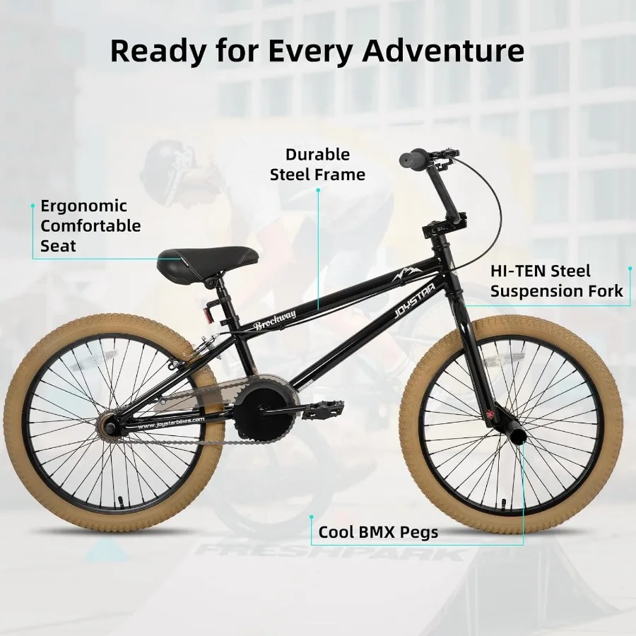 دراجات Brockway Freestyle BMX 20 24 دراجة للأولاد والبنات بعمر 614 عامًا وراكبي الدراجات على المستوى المبتدئ مع أوتاد متعددة الألوان I