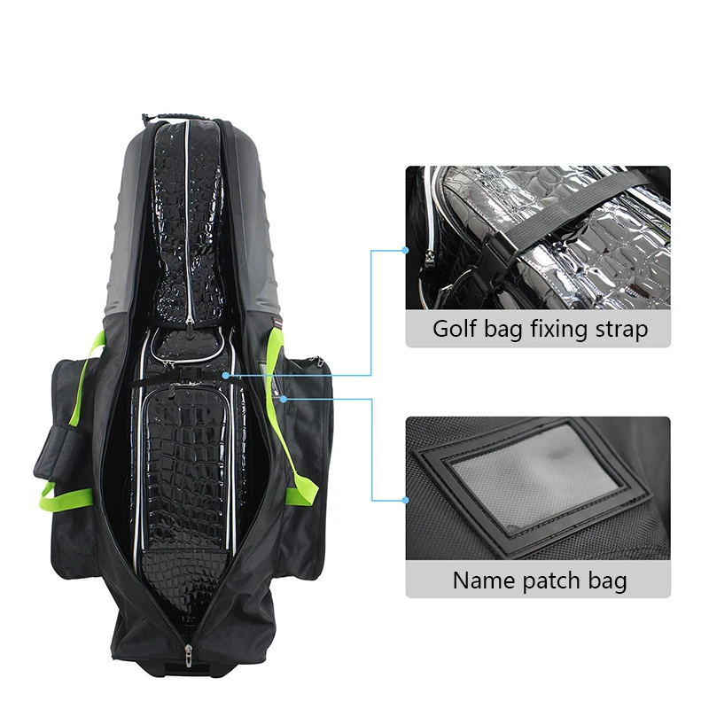 Golf-Reisetasche mit ABS-Hartschale, Glatten Rädern, Faltbarem Design, Großem Stauraum, Nylon-Material, für Stand- und Standard-Golfschläger – Detail 6