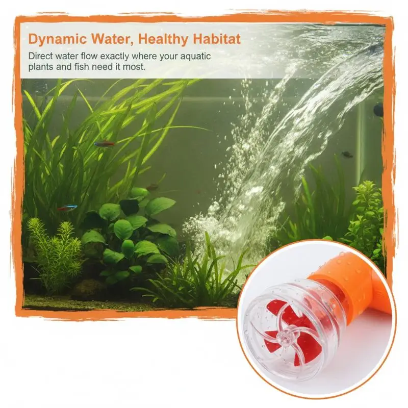 Fish Tank 5-Blade Wave Pump Auto-Rotating Fan Kit Energy Saving Water Circulator for Coral Aquariums