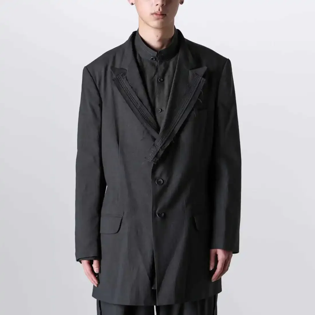 

YOJI OOAK Design Sense, тканевая полоска с нашивкой спереди, пиджак, повседневный однобортный маленький костюмный топ, мужской модный