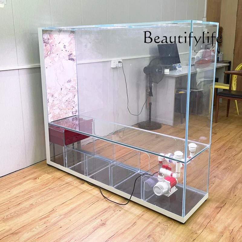 R Ceiling Screen Rock Slab Fish Tank Living Room New Ultra-white Glass Integrated Creative Bottom Filter Ecological Fish Tank