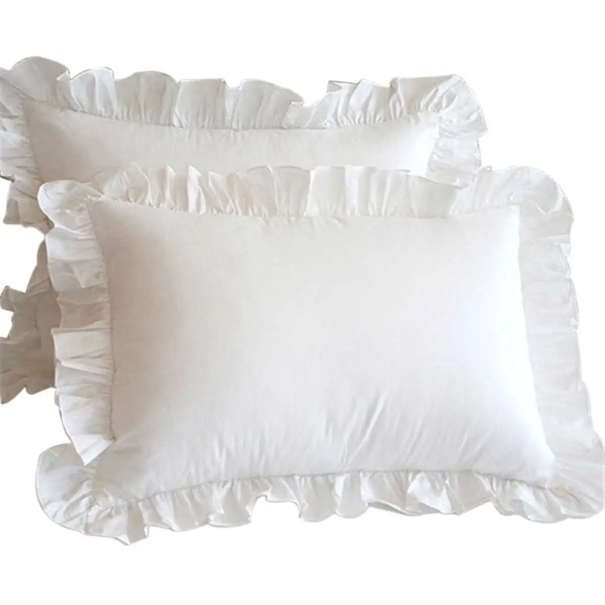 1Pc White Pillow Case Home Bedroom Pillow Cover Protector Ruffle Shams Pillowcases with Invisible Zipper