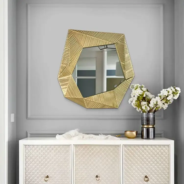 %*c 90*100cm Champagne Colored Wall Mounted Mirror for Living Room & Entryway, Decorative Vanity Mirror with Customizable~