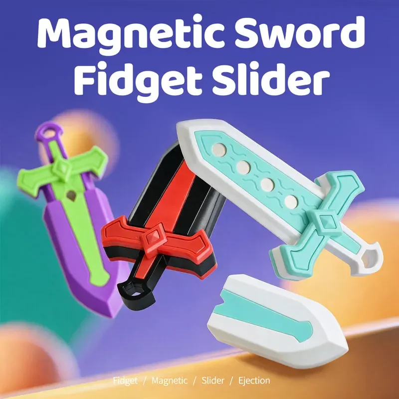 Magnetic Sword Fidget Slider Toy Push‑Ejection Decompression Hand Spinner Tactical Stress Relief Gadget Pocket Fidget Gift