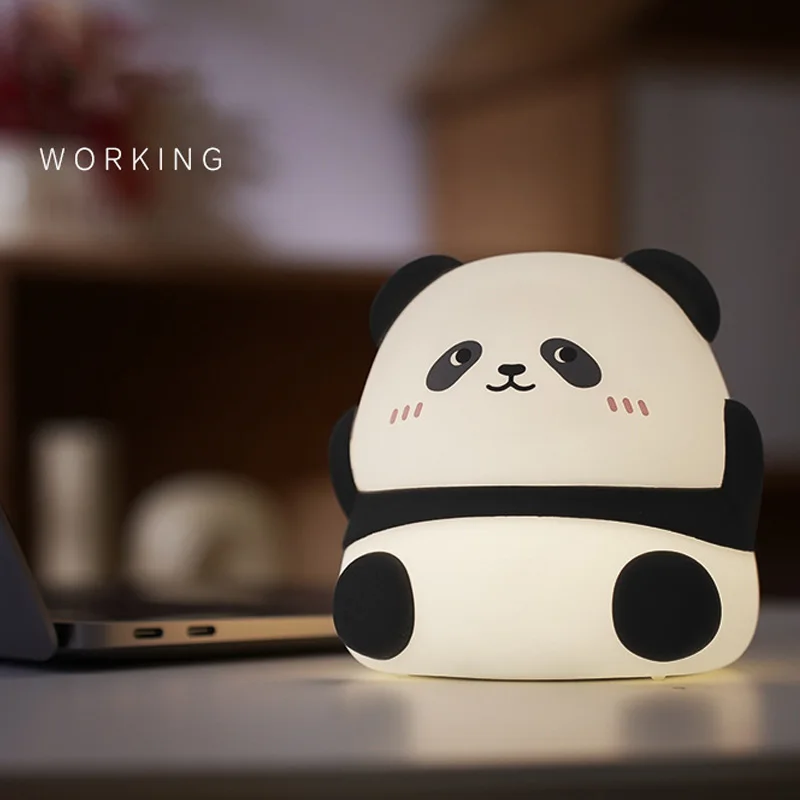 Panda ซิลิโคน Pat โคมไฟของขวัญวันเกิดวันหยุดห้องนอนข้างเตียง Sleeping Ambient โคมไฟ Sleeping Companion Eye-care Night Lights