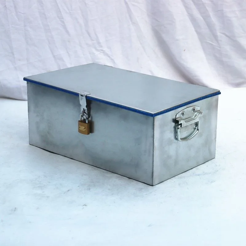 Galvanized Steel Tool Box with Lock and Thickened Reinforced Panels, Multi Size Metal Storage Case for Hardware Household and
