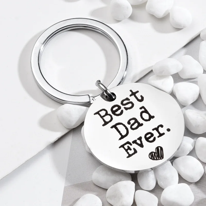 LLavero de acero inoxidable con grabado del mejor papá, regalo duradero y resistente al óxido para el Día del Padre, recuerdo emocional de un padre orgulloso