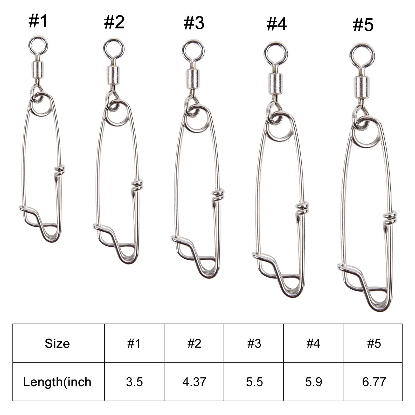 Goture 5pcs/pack 1#/2#/3#/4#/5# Bearing Fishing Swivels Snap Rolling Connector Swivel With Hooked Snap Fishing Accessories
