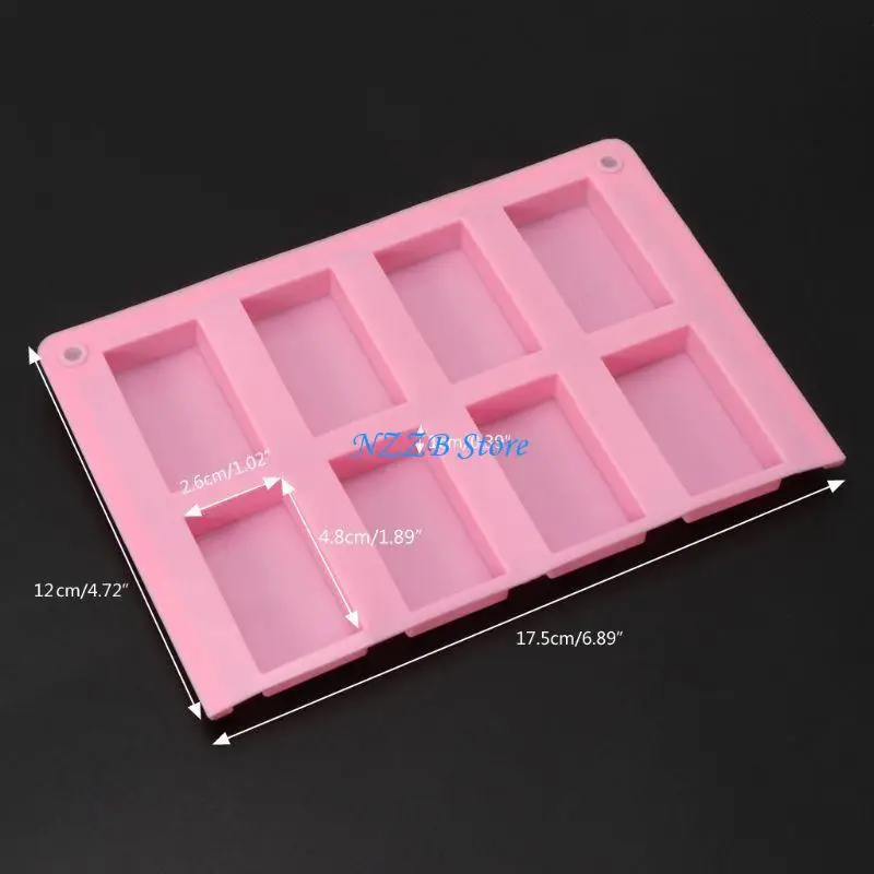 

T21F 8 Cavities Rectangle Cuboid Silicone Mold Soap Dried Flower Resin Mold DIY Tool