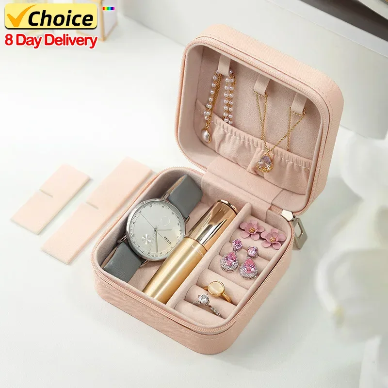 

Portable Mini Jewelry Storage Box Travel Organizer Jewelry Case Leather Storage Earrings Necklace Ring Jewelry Organizer Display