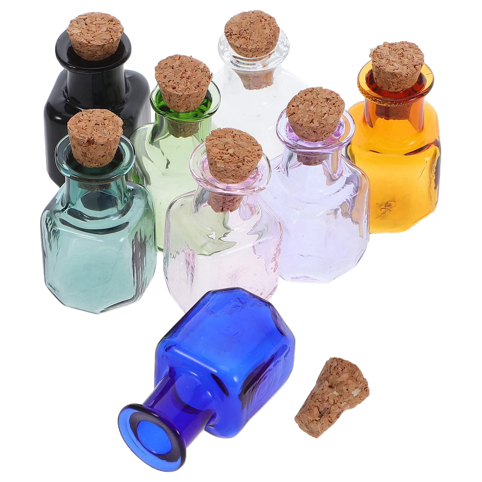 

8Pcs Mini Square Glass Wishing Bottles Cork Tiny Jars Containers for Message Storage DIY Crafts Wedding Souvenirs