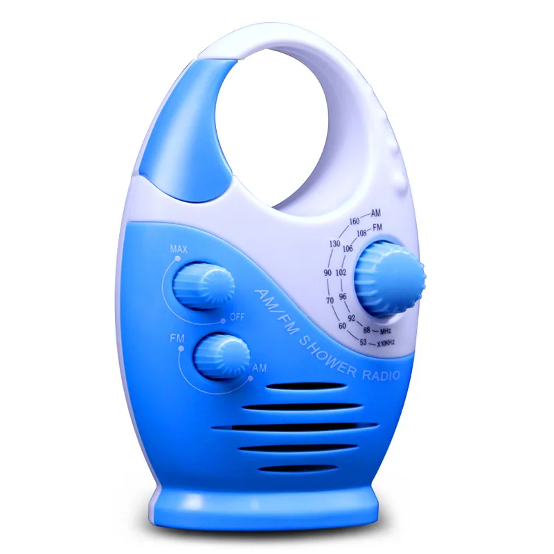 Portable Shower Radio, Bathroom Radio, AM FM Hook Type, Waterproof, Broadcast Music, Shower Speaker, Radio, Blue, Compact Radio