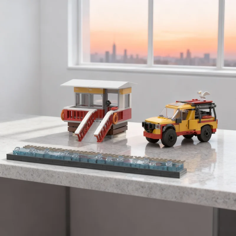

734pcs MOC City Lifeguard Tower Display Model Building Blocks Architecture Christmas Gifts DIY Toy Education Creative Idea