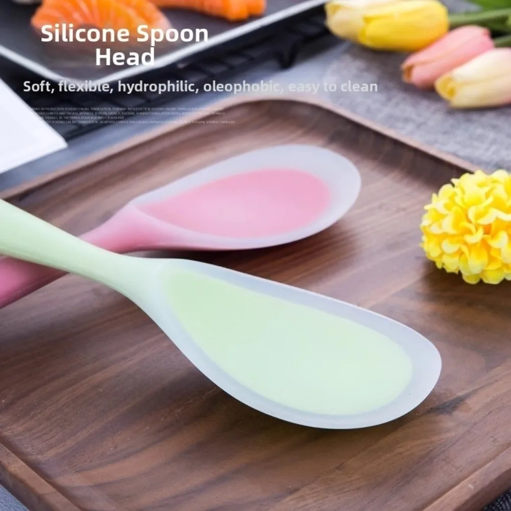 Safe for Non-Stick Non-Stick Silicone Rice Spoons Heat Resistant Pot-Safe Rice Paddle Food Grade Mixing Spoon Stirring Salads