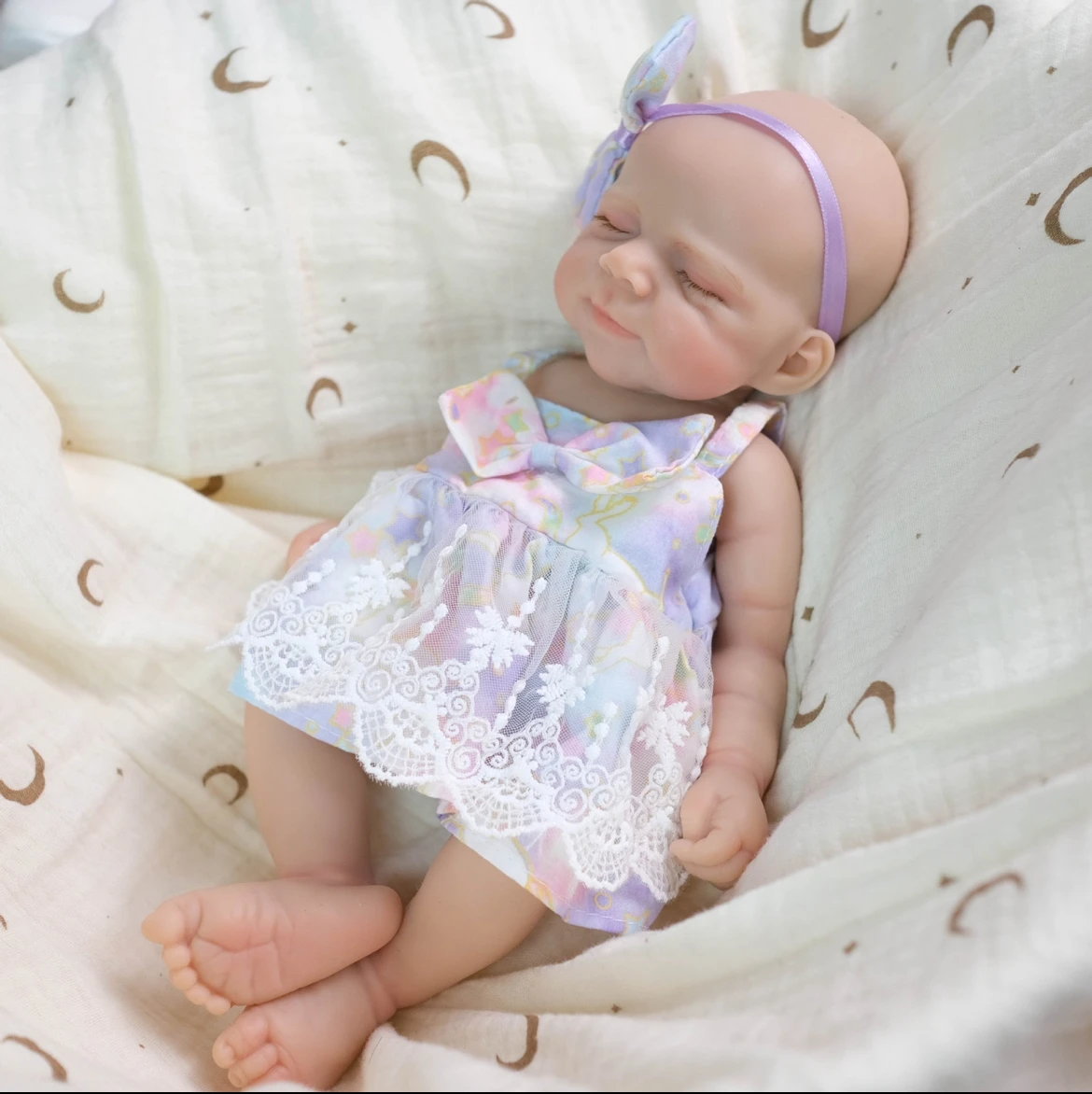 

12"Reborn Doll with Shimmering Ombré Fairy Skirt | Platinum Silicone Body, Lifelike Details | The Perfect Magical Christmas Gift