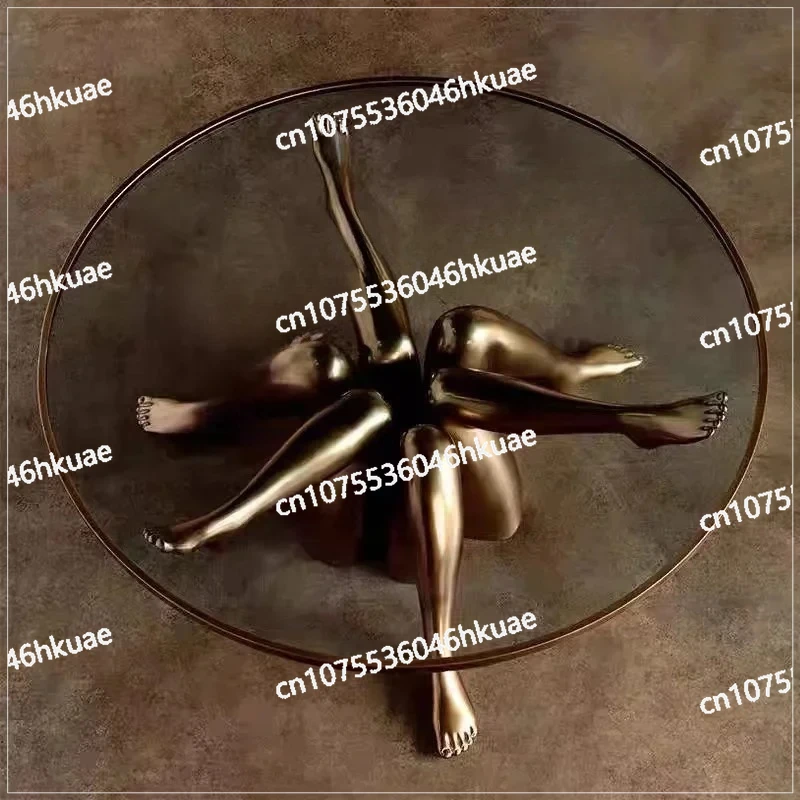 

Modern Art FRP Electroplating Beauty Leg Coffee Table Model Room Hotel Personality Round Tea Table