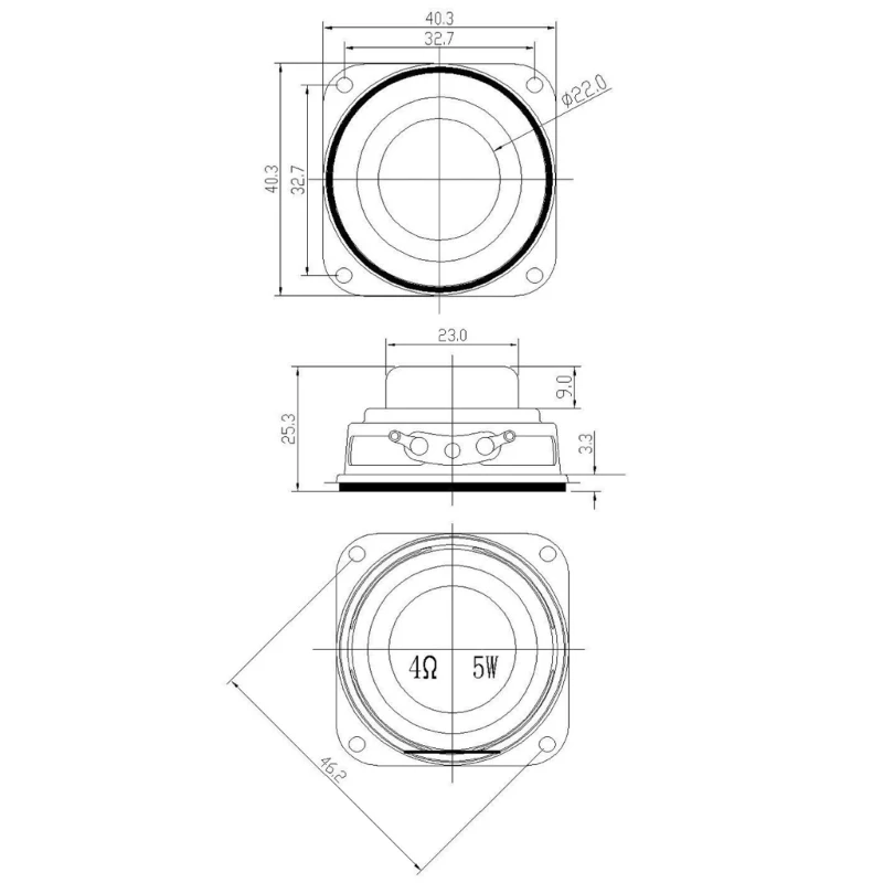 Replacement 40mm Internal Speaker 5W 4Ohm Speaker for Home Projects