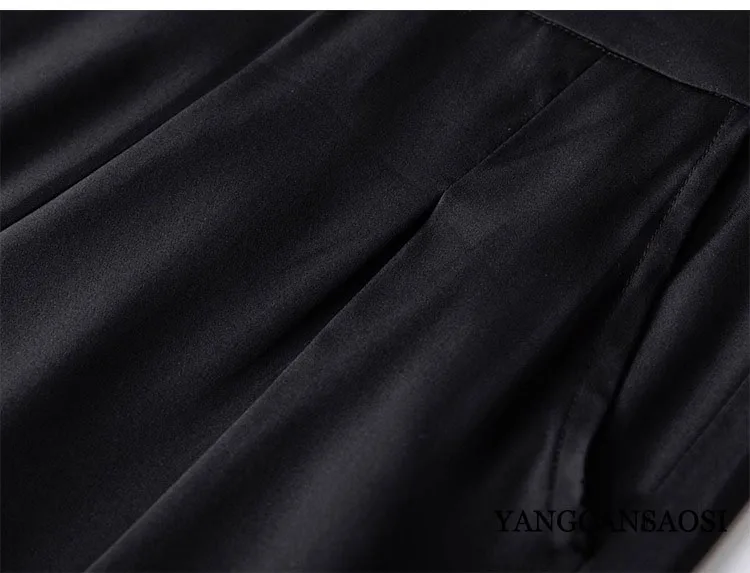 Pocket Design 93% Natural Mulberry Silk Elastic Double Qiao Satin Black Drape Comfortable Women's Fashionable Casual Pants