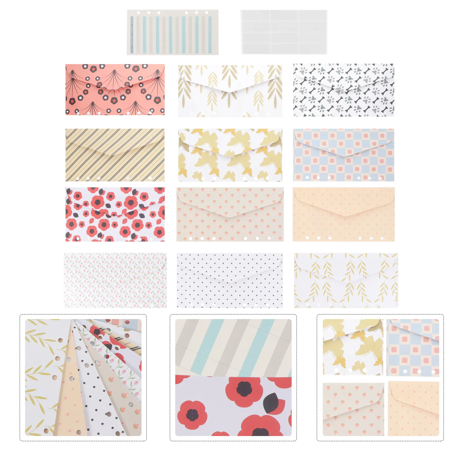 

1 комплект конвертов для наличных денег, бумажный материал, портативный для карт записи расходов финансового контроля в комплекте