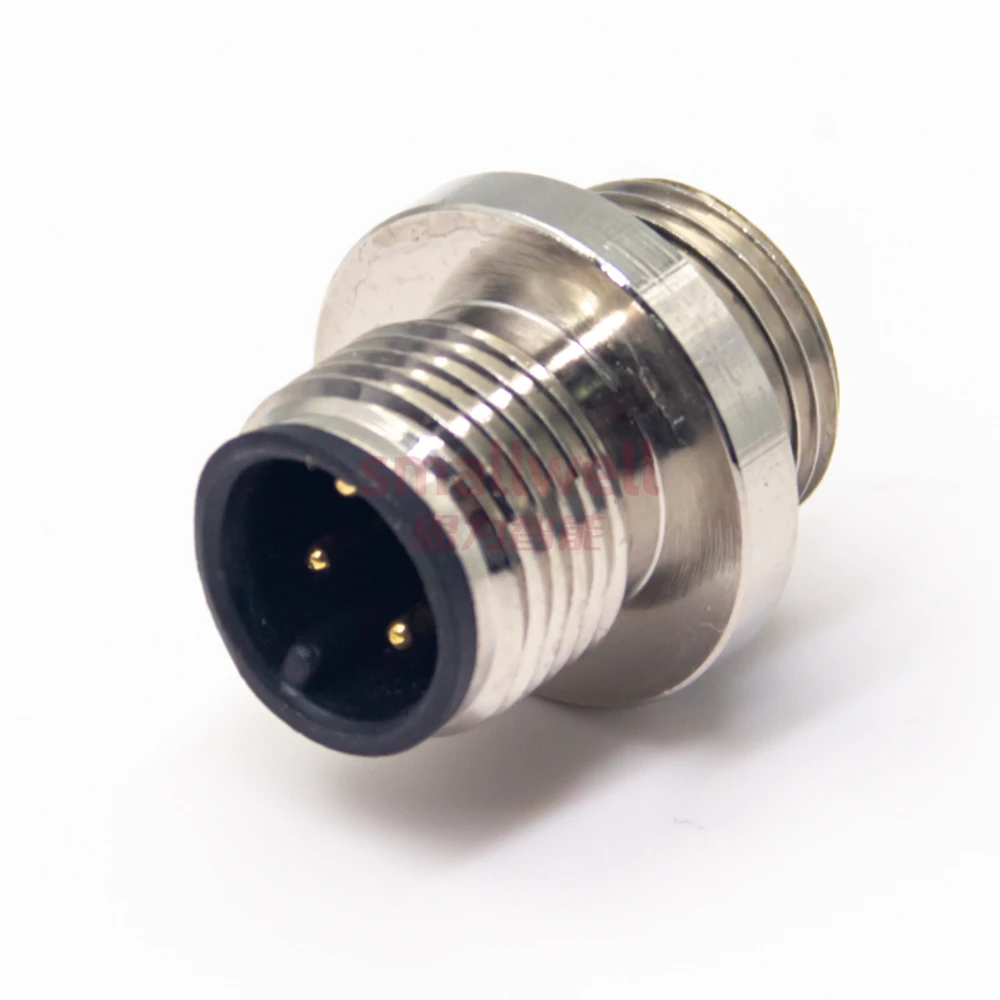 M12 4-core A-pin panel installation socket board front installation unshielded welding board size M12x1.0