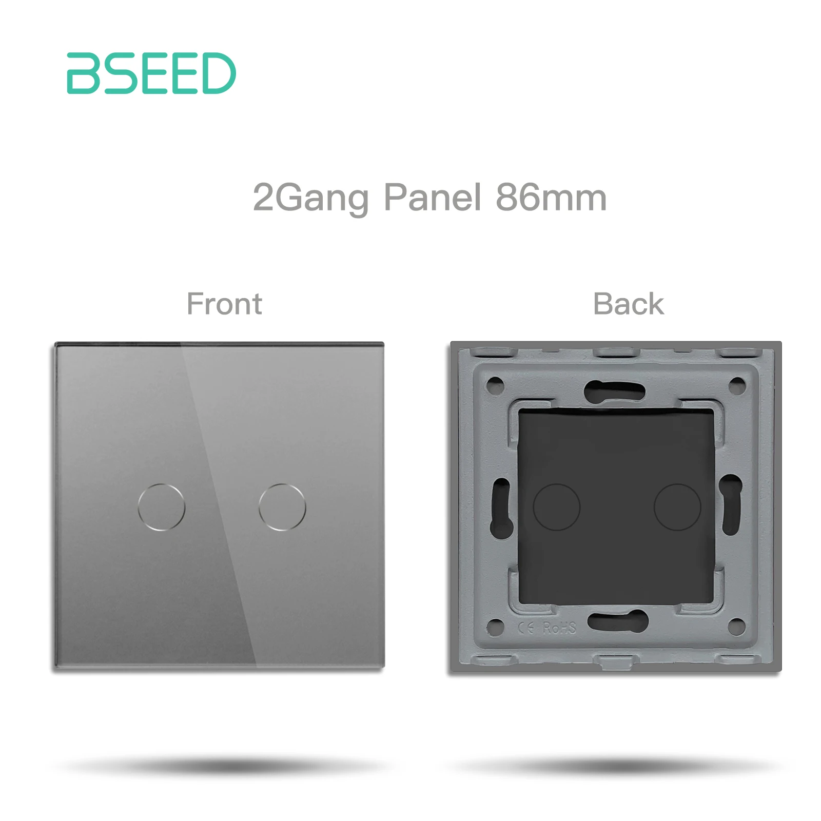 BSEED Touch Lichtschakelaar 1/2/3Gang Dimmer Functie Onderdelen Glazen Paneel Grijs EU Stopcontact plug DIY Gratis Combinatie