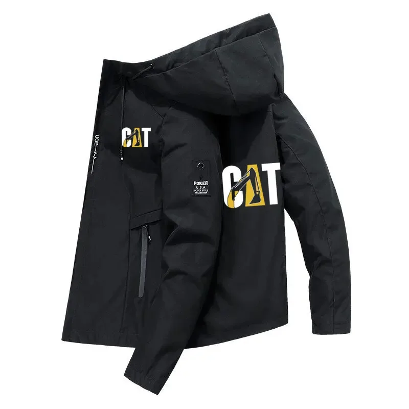 2025 Spring Autumn Men's Printed Lightweight Windproof Jacket with Hood Zipper Casual High Quality Outdoor Sports Coat