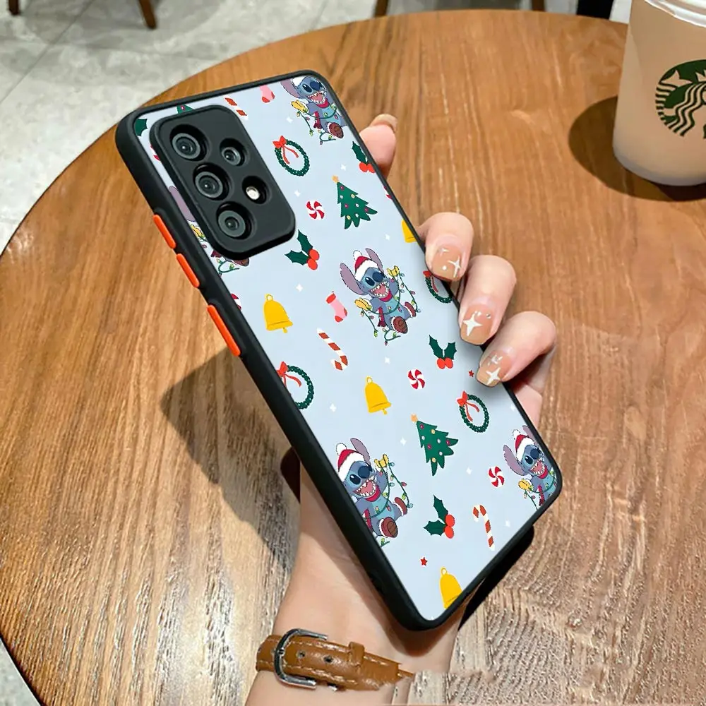 Phone Case For Samsung Galaxy A56 A55 A54 A52 A17 A07 A06 A36 A32 A34 A25 A26 A72 A73 Matte Cover Christmas Stitchs With Snowmen #3