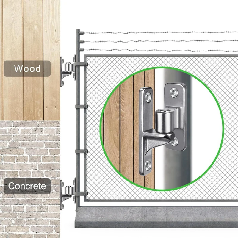 Wall Mount Gate Hinges For Farm Gates, Outdoor One-Piece No-Weld Chain Link Fence Parts With 5/8 Hinge Pin