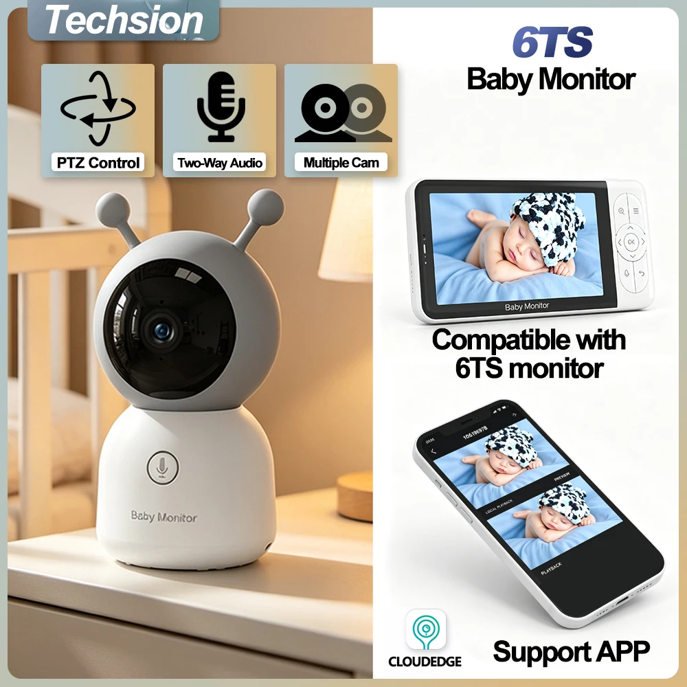 6TS Dedicated Camera 5 Inch Baby Monitor Babyphone APP & Monitor Dual Control 2‑Way Audio IR Night Vision VOX Nanny Cam for Kids