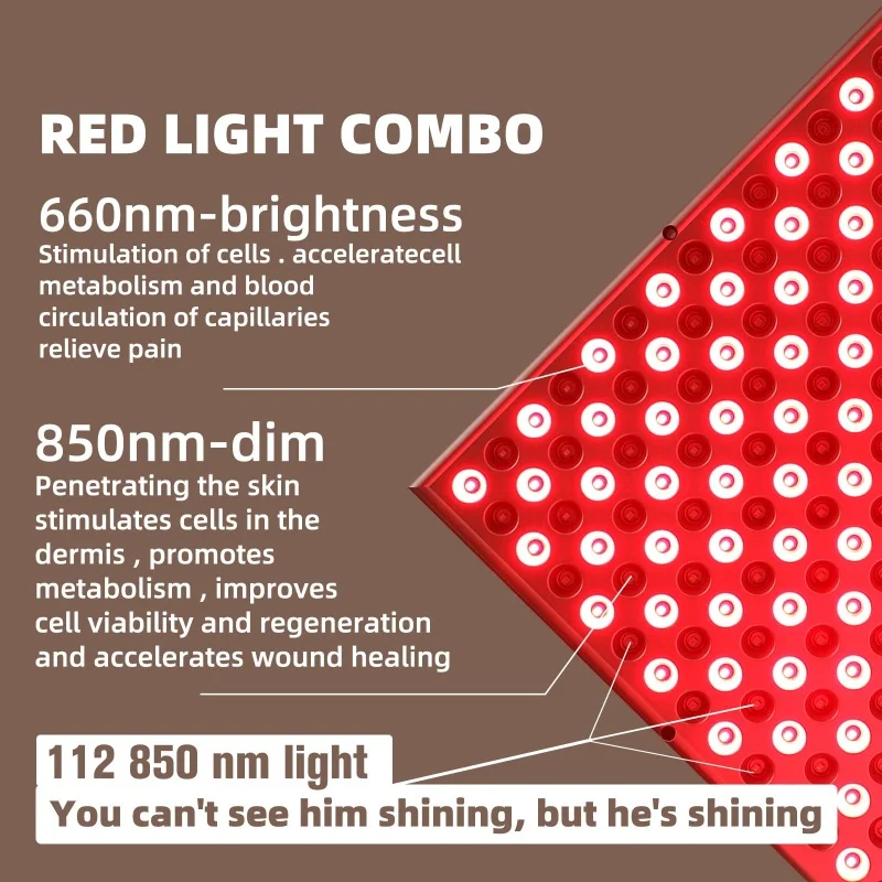 مصباح لوحة علاج بالضوء الأحمر LED للوجه ومكافحة الشيخوخة والعناية بالبشرة والجمال والجسم والوجه وتخفيف آلام العضلات