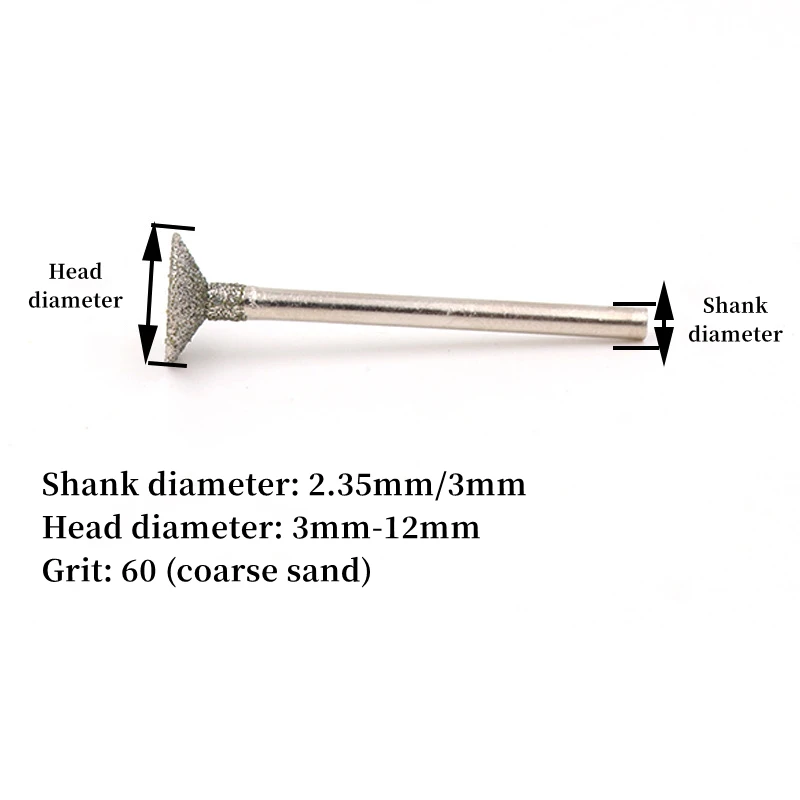 60 Grit 2.35/3mm Shank Electroplated Grinding Round Burr Grinding Engraving Bit