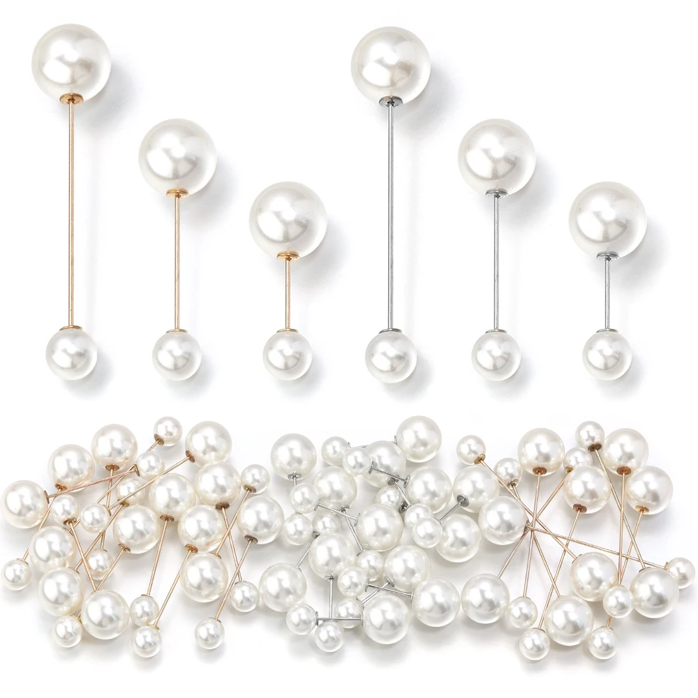 10pcs/lot Imitation Pearl Brooches Safety Pin Beige Double Beads Safety Brooch Pin For Jewelry Party Gift Clothing Accessories