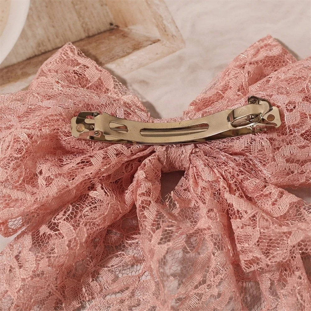 Fashion Cut-out Lace Hair Clip Bow Fabric Korean Style Spring Clamp Vintage Lace Butterfly Knot Hairpin For Women